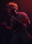  anthro artist_name blood blood_on_hand bodily_fluids bottomwear cheek_tuft clothed clothing facial_tuft front_view fur hair hi_res kolaa male orange_hair pants portrait simple_background solo standing tan_body tan_fur three-quarter_portrait topwear tuft 