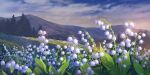  cloud cloudy_sky day flower forest highres kosian leaf lily_of_the_valley meadow mountainous_horizon nature no_humans non-web_source official_art scenery second-party_source sky touhou touhou_lost_word tree white_flower 