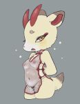  animal_crossing anthro areola biped bovid breasts brown_eyes caprine clothing female fur goat hi_res horn looking_at_viewer mammal navel nintendo nipples saamon_1010 shino_(animal_crossing) solo tan_body tan_fur translucent translucent_clothing 