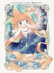  border bright_pupils closed_mouth commentary_request framed full_body hand_up highres jirachi kotone11152 looking_down no_humans outstretched_arm pokemon pokemon_(creature) solo water white_border white_pupils 
