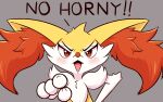  ambiguous_gender angry anthro blush braixen dialogue displeased fur generation_6_pokemon gesture grey_background hi_res jasminthemanticore nintendo pointing pointing_at_viewer pokemon pokemon_(species) red_body red_fur simple_background solo text white_body white_fur yellow_body yellow_fur 