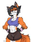  abs anthro biceps bra bronx23 canid canine clothing female fox hi_res malimarthemage mammal muscular muscular_female rosaline_(bronx23) simple_background solo sports_bra underwear white_background 