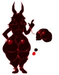  ambiguous_gender anthro big_butt black_body black_fur bottom_heavy bovid butt caprine chain floppy_ears fur goat hand_on_hip hi_res horn huge_butt lop_ears mammal rear_view shadow_creature simple_background solo sussyrock thick_thighs white_background wide_hips 