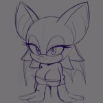  1:1 animated anthro bare_shoulders bat blinking bouncing_breasts breasts cleavage clothed clothing eyelashes female gloves handwear kerbaru mammal rouge_the_bat sega short_playtime sketch smile solo solo_focus sonic_the_hedgehog_(series) swaying wings 