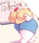  anthro big_breasts blue_bottomwear blue_clothing blue_skirt bottomwear breasts clothed clothing ears_down female fur hi_res huge_breasts lagomorph leporid lightmizano mammal paws pivoted_ears rabbit red_eyes shirt skirt slightly_chubby solo tail teacher topwear white_body white_fur yellow_clothing yellow_shirt yellow_topwear 