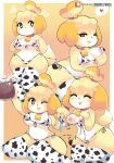  &lt;3 &lt;3_eyes 2_tails 3_fingers 3_toes absurd_res accessory animal_crossing animal_print animal_print_bikini anthro areola areola_slip barefoot bell bell_collar beverage big_breasts bikini blonde_hair blush bottle bottle_cap breasts canid canine canis cleavage clothed clothing collar container countershading cow_print cow_print_bikini cow_print_thighhighs cowbell domestic_dog exposed_breasts facial_piercing feet female fingers footwear fur hair hair_accessory hair_bell hi_res holding_bottle holding_container holding_mug holding_object horn isabelle_(animal_crossing) legwear looking_at_viewer mammal midriff mug multi_tail navel nintendo nipples nose_piercing nose_ring one_eye_closed onigiri_punch open_mouth open_smile pattern_bikini pattern_clothing pattern_swimwear piercing ring_piercing septum_piercing shih_tzu simple_background sitting smile socks solo speech_bubble standing stockings swimwear tail tail_motion tail_tuft tailwag teeth thick_thighs thigh_highs toe_outline toes tongue topwear toy_dog tuft under_boob wide_hips wink yellow_body yellow_fur 