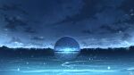 blue_theme chinese_commentary cloud commentary_request highres horizon mountainous_horizon night night_sky no_humans ocean original outdoors rune_xiao scenery signature sky star_(sky) starry_sky still_life 