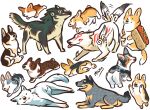  amaterasu_(ookami) animal animal_focus artist_name black_eyes blue_fur brown_fur crossover dog english_commentary hot_dog_costume link malky_(malkshake) ookami_(game) original pawpads red_eyes shiba_inu solid_circle_eyes tail tail_wagging the_legend_of_zelda the_legend_of_zelda:_twilight_princess tongue tongue_out white_background white_fur wolf wolf_link 