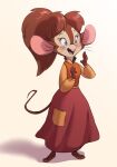  2018 an_american_tail anthro barefoot biped blue_eyes brown_hair buckteeth clothing countershade_fur countershading don_bluth dress feet female freckles full-length_portrait fur hair mammal mouse murid murine open_mouth open_smile patch_(fabric) pink_nose portrait rodent simple_background smile solo suntrots tail tanya_mousekewitz teeth white_background 
