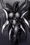  6_arms areola big_breasts black_body black_cloak black_feathers bloodborne breasts eldritch_abomination faceless_character faceless_female feathered_wings feathers female fromsoftware front_view genitals great_ones_(bloodborne) grey_areola grey_background grey_nipples holding_object holding_weapon huge_breasts humanoid mergo&#039;s_wet_nurse_(bloodborne) multi_arm multi_limb navel nipples pale_skin pussy raised_arms simple_background solo sony_corporation sony_interactive_entertainment thick_thighs weapon wide_hips winged_humanoid wings wutbedat1_(artist) 
