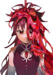  1girl absurdres bare_shoulders closed_mouth commentary_request detached_sleeves grey_sleeves highres liquid long_hair looking_at_viewer magical_girl mahou_shoujo_madoka_magica red_eyes red_hair sakura_kyouko shadow solo soul_gem straight-on yooki_(winter_cakes) 