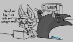  anthro clothed clothing dialogue duo female hair hi_res league_of_legends mcdonald&#039;s pterotired riot_games shadow_(lol) short_stack signature simple_background text vex_(lol) yordle 