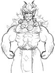  abs anthro armpit_hair asian_mythology big_muscles big_pecs black_sclera body_hair bottomwear bulge chest_fur chest_hair chest_tuft clothing demon ear_piercing east_asian_mythology eyebrows facial_hair facial_tuft flexing_both_biceps flufflion hair hairy hairy_arms hi_res horn humanoid humanoid_pointy_ears japanese_mythology jewelry loincloth looking_at_viewer male mane muscular mythology necklace nipple_piercing nipples oni pecs piercing pubes pupils serces_(diicedd) sharp_teeth sketch sketchy solo teeth thick_eyebrows tuft tusks white_pupils yokai 