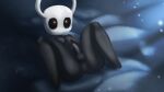  absurd_res animal_humanoid anthro anus arthropod arthropod_humanoid balls black_body cracked cracks genitals glowing glowing_eyes hi_res hollow_knight horn humanoid insect lazyisopod lying male nude on_back protagonist_(hollow_knight) spread_legs spreading team_cherry 