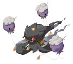 banette black_eyes drifloon eye_contact highres looking_at_another looking_down no_humans oimo_kenpi pink_eyes pokemon pokemon_(creature) standing walking white_background 