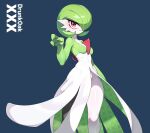  2023 3_fingers breasts clothed clothing drunk_oak female fingers gardevoir generation_3_pokemon green_fingers green_hair green_hands hair humanoid looking_at_viewer nintendo pokemon pokemon_(species) smile solo white_body white_breasts white_skin 