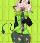  anthro antonz bovid bovine braces candy cattle clothing dessert eyewear fluffy fluffy_hair food glasses green_body hair hoodie horn lollipop male mammal panties solo topwear underwear 