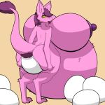  absurd_res anthro belly big_belly big_breasts breasts butt egg female firepawdacat_(artist) hair hi_res huge_breasts huge_egg hyper hyper_belly hyper_breasts hyper_egg hyper_pregnancy mammal open_mouth out-of-placers oviposition pink_body pregnant purple_hair raised_tail solo spread_butt spreading standing tail tongue tongue_out webcomic white_egg yellow_ears yinglet 