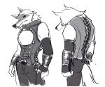  anthro armband black_nose bottomwear canid canine canis clothing death_(puss_in_boots) dreamworks fashion fluffy frown long_tail male mammal narrowed_eyes pants prick_ears puss_in_boots_(film) puss_in_boots_the_last_wish red_eyes solo standing tail ultimatellurker wolf 
