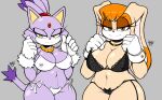  a1x1az absurd_res anthro areola big_breasts black_bra black_clothing black_panties black_underwear blaze_the_cat blush blush_lines bodily_fluids bra breasts brown_eyeshadow camel_toe choker cleavage clothed clothing dipstick_ears dipstick_tail domestic_cat duo embarrassed eyelashes felid feline felis female floppy_ears fur gloves grey_background hair handwear head_tuft hi_res huge_breasts jewelry lagomorph leporid long_ears looking_at_viewer lop_ears mammal markings mature_female multicolored_ears narrowed_eyes navel necklace nipple_outline nipples orange_body orange_fur orange_hair panties purple_areola purple_body purple_fur purple_nipples rabbit sega simple_background smile sonic_the_hedgehog_(series) sweat sweatdrop tail tail_markings tan_body tan_fur thick_thighs translucent translucent_bra translucent_clothing translucent_underwear tuft underwear vanilla_the_rabbit white_body white_bra white_clothing white_fur white_gloves white_handwear white_panties white_underwear wide_hips yellow_eyes 