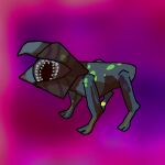  abstract_background ambiguous_gender blue_body blue_gums brown_spots canid canine canis cruelty_squad dog_(cruelty_squad) domestic_dog eyeless feral green_spots mammal many_teeth monster pallomai_gelio quadruped sharp_teeth solo spots tailless teeth 