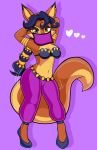  &lt;3 absurd_res accessory anthro bedroom_eyes belly_dancer blackmore breasts canid canine carmelita_fox ear_piercing ear_ring feet female fox hair hi_res jewelry looking_at_viewer mammal motion_lines narrowed_eyes navel piercing pink_background raised_tail ring_piercing seductive simple_background sly_cooper_(series) solo sony_corporation sony_interactive_entertainment sucker_punch_productions tail 