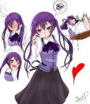  1girl blush full-face_blush gochuumon_wa_usagi_desu_ka? heart highres naonao_(sherry) purple_eyes purple_hair solo speech_bubble tedeza_rize twintails white_background 