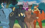  absurd_res big_breasts black_body black_fur blush bodily_fluids breasts clothed clothing curvy_figure dripping_pussy eevee eeveelution emotionless espeon female flareon fur fur_markings generation_1_pokemon generation_2_pokemon genitals grey(cutiefox14) group happy hi_res huge_breasts human inverted_nipples jess(cutiefox14) larger_female male male/female mammal markings nintendo nipples nude osky(settledowncowboy) piercing pokemon pokemon_(species) pussy red(cutiefox14) settledowncowboy simple_background size_difference small_breasts smaller_male smile sweat tail umbreon vaporeon voluptuous 