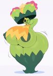  anthro areola big_breasts big_nipples breasts female generation_5_pokemon green_body hi_res huge_breasts huge_thighs kkoart maractus motion_lines nintendo nipples one_eye_closed pokemon pokemon_(species) simple_background solo thick_thighs tongue white_background wink 