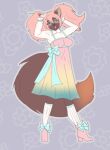  anthro canid canine clothed clothing digital_media_(artwork) female fur hair mammal pallid-panda simple_background solo tail 