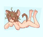  absurd_res animal_humanoid bedroom_eyes blep blue_background brown_body brown_fur brown_hair butt canid canid_humanoid canine canine_humanoid crossed_arms dog_humanoid erection feet feet_up fireskin freckles fur genitals girly hair hi_res humanoid humanoid_feet humanoid_genitalia humanoid_penis inner_ear_fluff inviting lying male mammal mammal_humanoid narrowed_eyes nude on_front one_eye_closed penis plantigrade seductive simple_background smile solo spread_toes sticks toes tongue tongue_out tuft vein veiny_penis wide_eyed wink xing1 