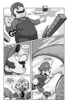  anthro bald boots bowsette_meme brick castle claws clothing comic crown demon facial_hair footwear gloves growth handwear hat headgear headwear hi_res human jugem_(pencils) macro male mammal mario mario_bros meme monochrome mountain muscular muscular_male mustache nintendo overalls pencils_(artist) plant scales sharp_teeth sideburns simple_background size_difference sound_effects speech_bubble super_crown super_star sweater tail teeth topwear tree turtleneck volcano 