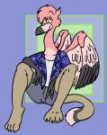  avian beak bird clothing cougar felid feline flamingo gryphon hybrid mammal mythological_avian mythology nonbinary_(lore) north_american_cougar ran_(tenpoundhammer) shirt t-shirt tabbiewolf topwear wings 