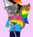  anthro cybeeyoru domestic_cat felid feline felis hi_res lgbt_history_month lgbt_pride male mammal pansexual_pride_colors pride_colors rainbow_flag rainbow_pride_flag rainbow_symbol solo 
