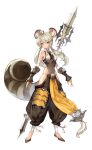  1girl absurdres animal_ears dory highres huge_weapon sword tail weapon white_background yellow_eyes 