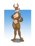  2023 absurd_res anthro brown_body canid canine canis colored coyote crossed_arms crossgender female fur g0ni25 hi_res looney_tunes mammal nude shaded signature solo warner_brothers wile_e._coyote yellow_eyes 