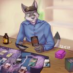  beverage candid canid canine canis card card_game gaming gemerency hasbro magic magic:_the_gathering male mammal sfw solo wizards_of_the_coast wolf 