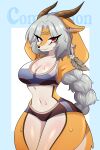  absurd_res antelope anthro bikini bovid clothing feathers female gazelle grey_hair hair hi_res mammal purple_eyes spirit swimwear unknown_artist white_body 