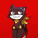  2023 animated anthro atlus belt black_body blue_eyes dancing devilturtle domestic_cat felid feline felis male mammal megami_tensei megami_tensei_persona morgana_(persona) scarf sega solo video_games white_feet 