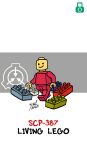  2021 ambiguous_gender bald biped black_text closed_smile clothing colored dated digital_drawing_(artwork) digital_media_(artwork) english_text green_lock_symbol hi_res humanoid lego lego_brick lego_minifigure living_toy lock_symbol logo mouth_closed noseless not_furry plastic red_clothing red_text scp-387 scp_foundation signature simple_background simple_eyes smile solo text walking white_background yellow_body yellow_skin zal-cryptid 