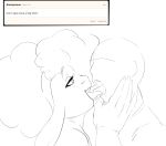  anthro ask_blog bovid caprine dreamy_pride female french_kissing hi_res human human_on_anthro interspecies kissing livia_(dreamypride) male male/female mammal mature_female monochrome sheep tongue tongue_out 