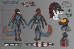  2022 3_fingers 3_toes 4_arms 4_eyes alien alternate_color anthro armor biped black_body chart clothed clothing colored countershading darth_biomech feet fingers furgonomics gharr_neht_ra green_eyes hair headgear height_chart helmet hi_res leaving_the_cradle male model_sheet multi_arm multi_eye multi_limb oxygen_tank raharr red_hair signature solo spacesuit tail tail_clothing text toes white_body white_countershading 