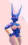  2021 abs absurd_res anthro arm_markings armlet armor artist_name big_breasts big_ears biped black_nose blue_body blue_fur bra breasts butt cel_shading choker cleavage clothed clothing crowdi curvy_figure dusk_(ebbedrawin) ears_up eyebrows eyelashes facial_markings female fully_clothed fur gold_(metal) gold_jewelry hand_on_hip hand_wraps harem_outfit harem_pants head_markings hi_res hourglass_figure inner_ear_fluff jewelry lagomorph leporid looking_down mammal markings midriff monotone_body monotone_fur muscular navel necklace portrait purple_eyes purple_markings rabbit shaded side_butt simple_background solo standing strapless_bra strapless_clothing strapless_topwear strapless_underwear three-quarter_portrait topwear tuft under_boob underwear vambrace wide_hips wraps 