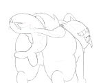  big_butt butt duo felid feral fish generation_9_pokemon larger_male male male/male mammal marine monochrome nintendo pokemon pokemon_(species) rvl_(artist) sex size_difference sketch small_dom_big_sub smaller_male sprigatito tatsugiri tatsugiri_(curly_form) thick_thighs 