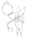  2023 anthro arm_tuft big_breasts big_ears bracelet braided_hair breasts butt canid canine clothing elbow_tuft female fennec fluffy fluffy_tail fox hair hi_res jewelry long_hair mammal oriana_(scorpdk) rear_view scorpdk side_boob solo tail tuft 