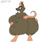  1:1 2_toes alpha_channel anthro big_breasts big_butt black_nose breasts brown_body brown_fur buckteeth butt chest_tuft evil_grin eyebrows feet female fur grin hand_on_butt hands_on_hips heart_(marking) hi_res huge_butt mammal murid murine presenting presenting_hindquarters rat rat_tail red_eyes rodent sharp_teeth smile solo teeth thick_eyebrows thick_thighs toes tuft widescreen 