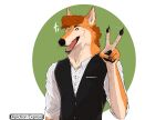  absurd_res anthro black_paws canid canine canis claws clothing conductor_ramirez_(depictionexpress) depictionexpress domestic_dog dress_shirt gesture hair half_body hi_res husky hybrid looking_at_viewer male mammal maned_wolf nordic_sled_dog one_eye_closed pass rolled_up_sleeves shirt simple_background smile smiling_at_viewer solo solo_focus spitz suit_vest topwear v_sign wavy_hair wink winking_at_viewer 