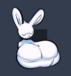  anthro big_breasts breasts cleavage clothed clothing dewy-eyedboy eyes_closed female fur huge_breasts hyper hyper_breasts lagomorph leporid low_res mammal open_mouth rabbit solo white_body white_fur 