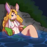  anthro bathing breasts convienent_censorship deer dryad female hi_res hybrid lagomorph mammal nude outside partially_submerged priscillia towel towel_around_neck water xilrayne 