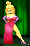  absurd_res animal_crossing anthro breasts clothing cosplay cranebear crossover crossover_cosplay disney dress female hi_res isabelle_(animal_crossing) nintendo pinup pose solo who_framed_roger_rabbit 